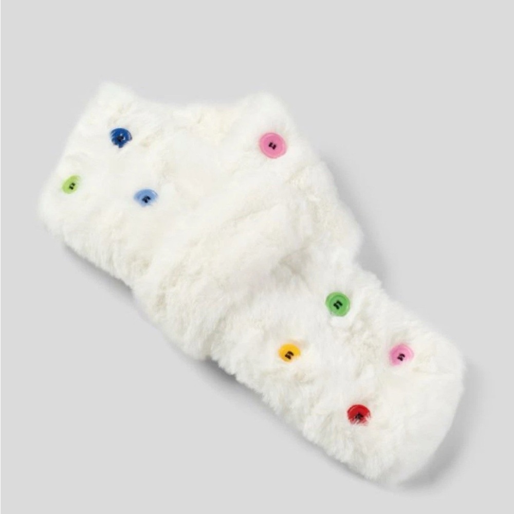 Halara Women White Faux Fur Decorative Button Scarf Winter Warm Snuggly One Size - Picture 2 of 8
